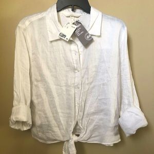 Brand New H&M White Linen Shirt- Medium